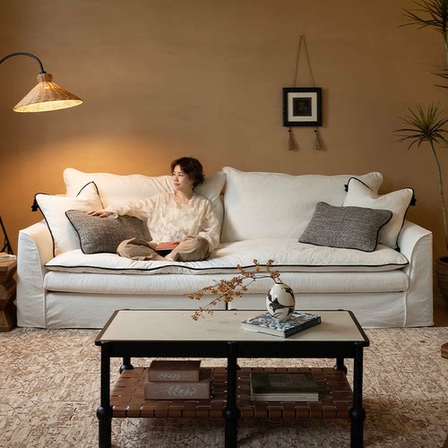 奶油现代法式中古高级多人位沙发