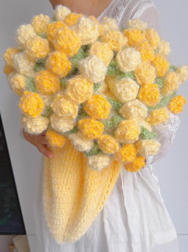 成品定制纯手工云朵 玫瑰花毯子毛线钩织玫瑰花送女友礼物披肩