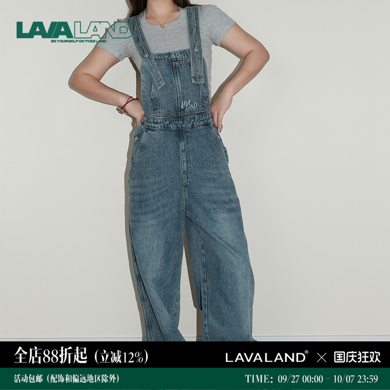 【梨形天菜】LAVALAND宽松可调节连体牛仔背带裤多种穿法包容万物