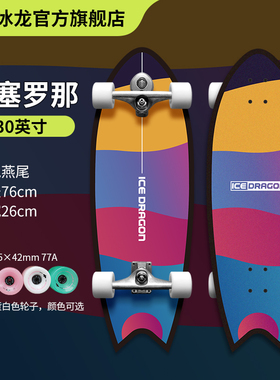 ICE DRAGON冰龙陆地冲浪板x巴塞罗那 初学者专业滑板陆冲路冲免蹬