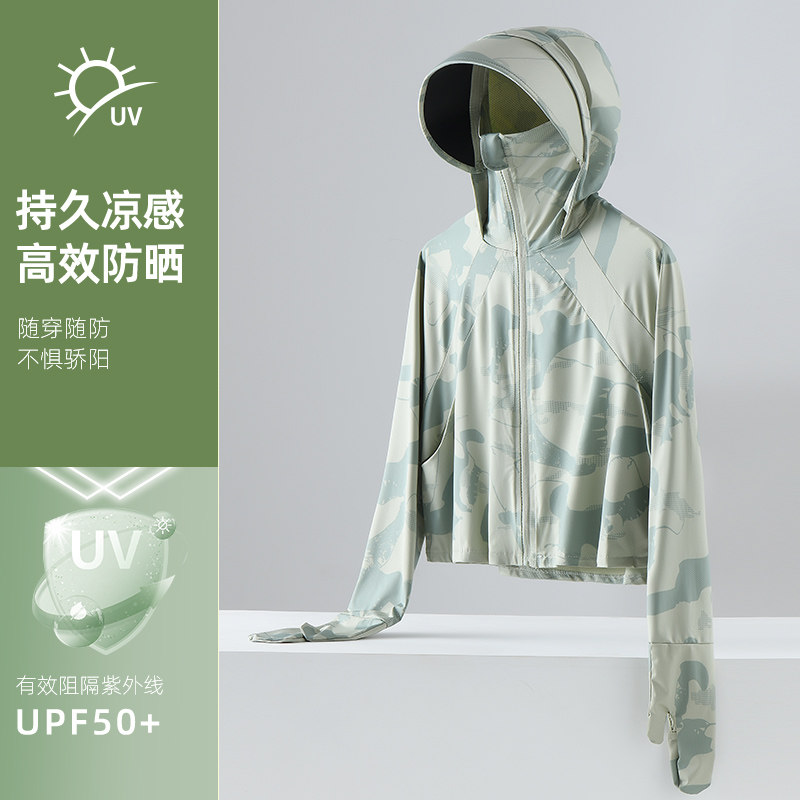日本进口冰丝原纱防晒衣女夏新款加长黑胶户外防紫外线UPF50户外