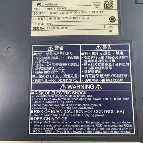 RYH751F5-VV2 富士伺服驱动器 750W议价维修