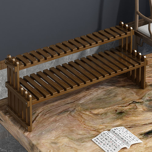 茶室桌上茶叶茶具小型桌面博古架