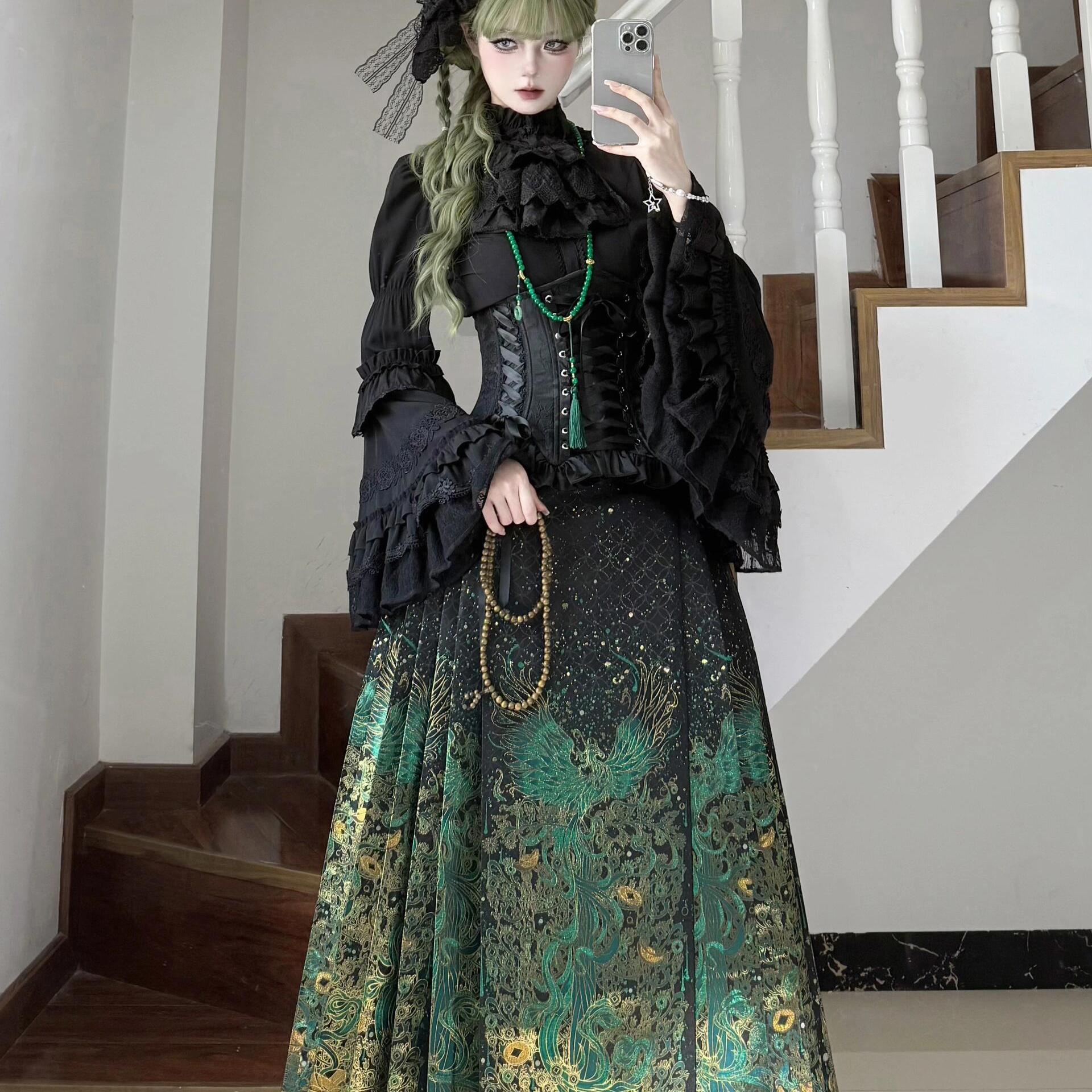 明制汉服新汉洋折衷马面裙高腰女