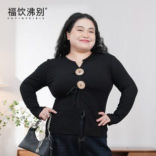 胖mm辣妹显瘦长袖 大码 正肩上衣2006 福饮沸别