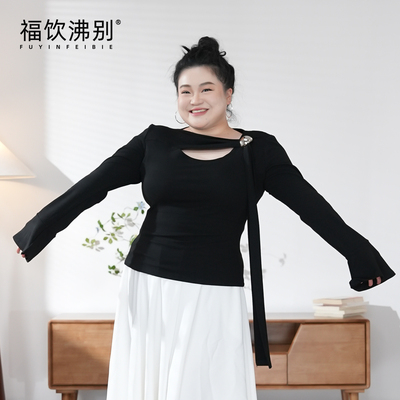 福饮沸别春上新【漫纱飘带】纯欲辣妹不规则飘带T恤上衣2760