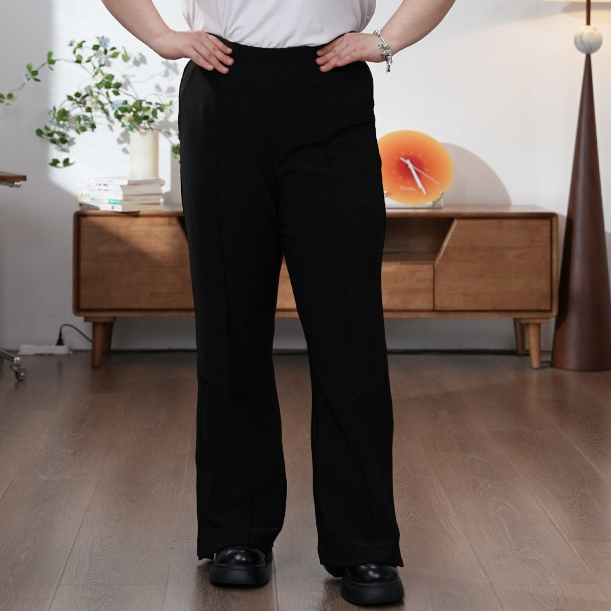 福饮沸别【腿精裤3.0】大码胖mm加绒显瘦侧开叉西装微喇裤2015-2