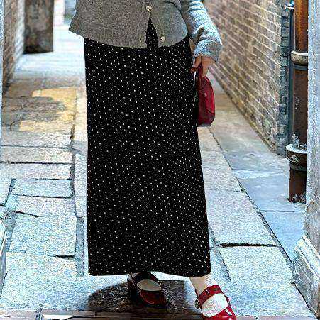 福饮沸别【波光粼粼】大码女装休闲百搭显瘦波点半身裙2022