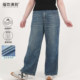 显瘦复古直筒牛仔裤 福饮沸别 胖mm新款 大码 ZY25025 空调牛仔