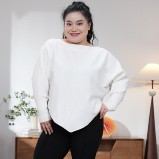 月下听风 蝙蝠袖 大码 新款 针织上衣25119 胖mm秋冬季 福饮沸别