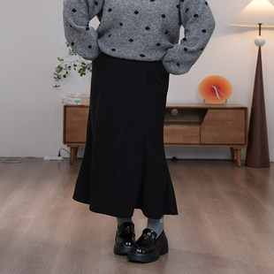 福饮沸别【鱼尾漫漫】大码胖mm显瘦气质修身灯芯绒鱼尾裙253201