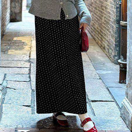 福饮沸别【波光粼粼】大码女装休闲百搭显瘦波点半身裙2022