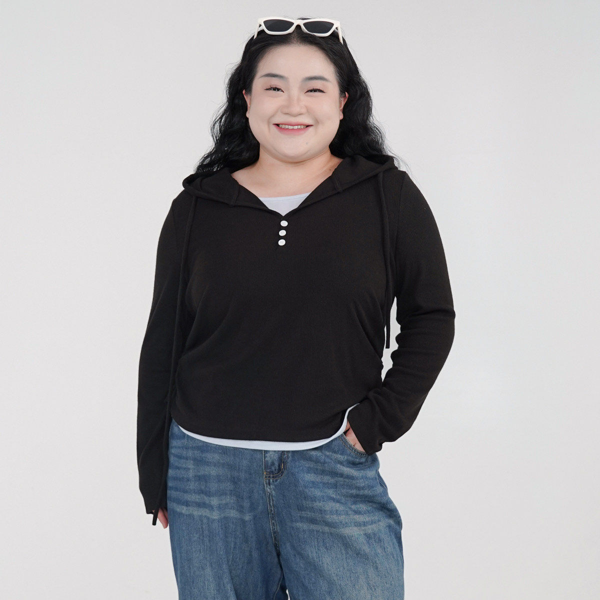 福饮沸别【粉黑悠闲派】大码秋季新款套头拼色假俩件针织卫衣1099,女装/女士精品,T恤,淘宝优惠券,粉丝福利购,淘宝优惠卷