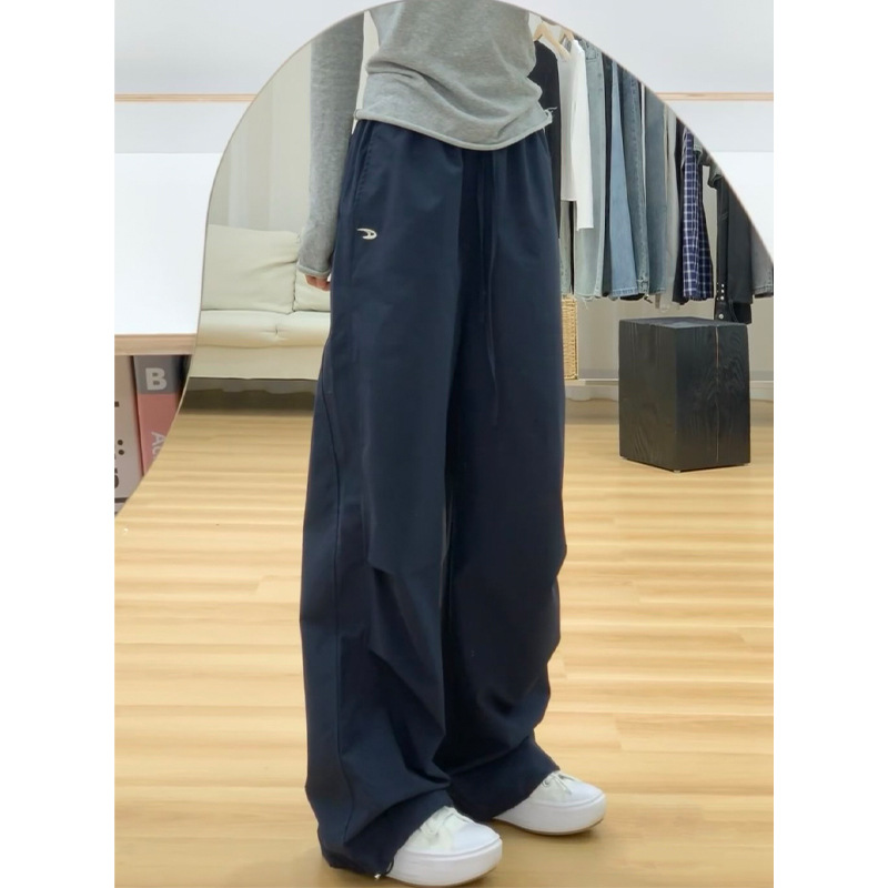 美式复古工装裤女休闲运动裤宽松bf慵懒风拖地阔腿裤降落伞长裤子