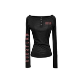 打底衫 Gods 辣妹女 暗黑修身 大领口正肩亨利领长袖 plan 上帝计划