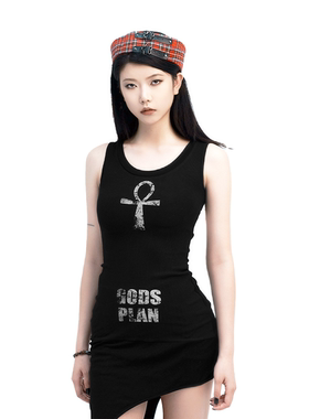 Gods plan*上帝计划25ss原创不规则背心吊带辣妹收腰连衣裙包臀裙