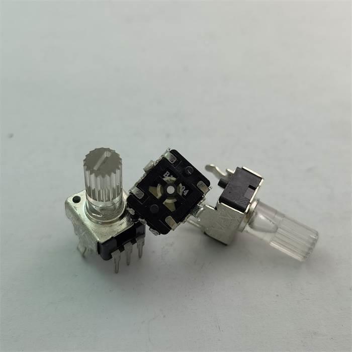 RK0932N 09型立式单联电位器B100K 带步进无步进 透明白柄13MM花