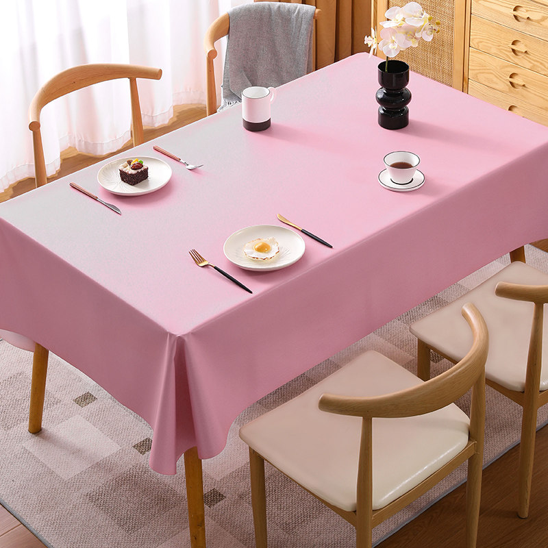 纯色桌布免洗防油防水防烫pvc客厅家用桌垫餐桌茶几台布简约粉色