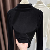 T恤洋气宝宝内搭半高领打底上衣 儿童长袖 女童德绒打底衫 秋冬新款