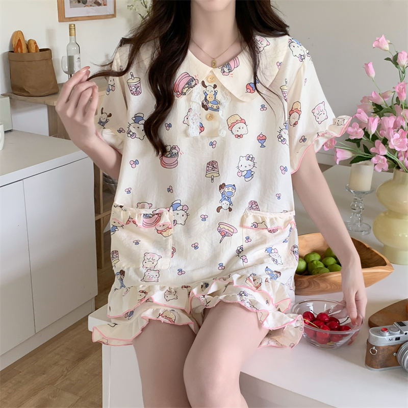 夏季HelloKitty睡衣套装泡泡棉