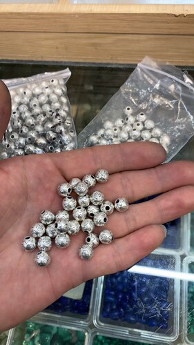 纯银配件足福字8毫米圆珠通孔