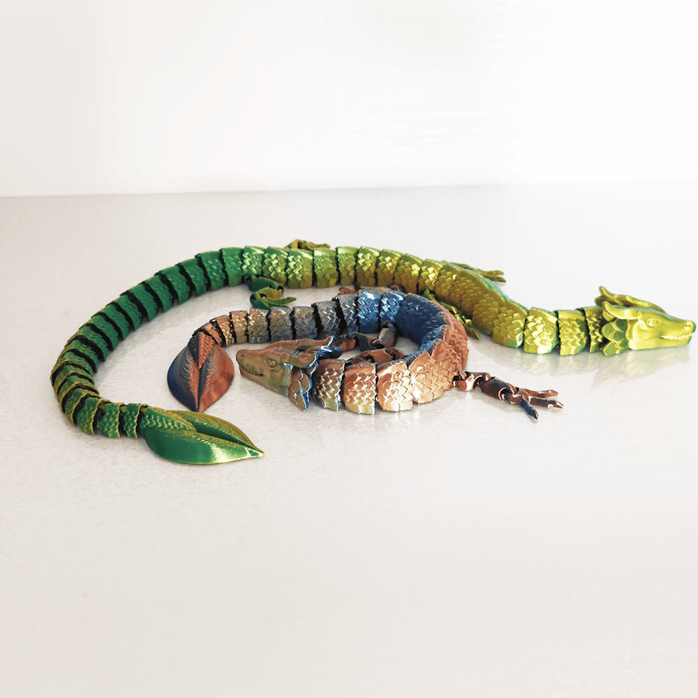 渐变色叶龙关节龙模型中国龙鱼缸造景神龙金龙玩具手办节日礼物