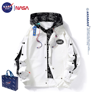 NASA联名假两件外套男秋冬款潮牌加厚宽松情侣休闲高级感连帽夹克