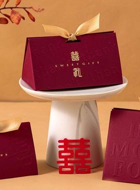 结婚喜糖盒202TH210250新款糖果盒婚3提礼中式手盒礼婚盒空盒伴手