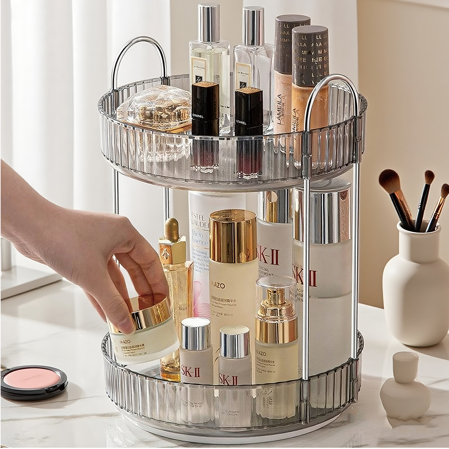 轻奢化妆品收纳盒梳妆台置物架子