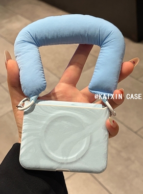 蓝色阿尔卑斯纹适用华为purax手机壳新品小米MIXFlip2折叠屏pocket2磁吸侧扣手提三星Zflip6/7FE少女荣耀V潮