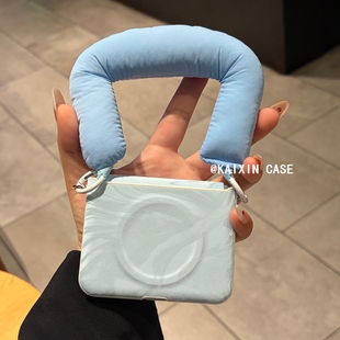 蓝色阿尔卑斯纹适用华为purax手机壳新品 7FE少女荣耀V潮 小米MIXFlip2折叠屏pocket2磁吸侧扣手提三星Zflip6