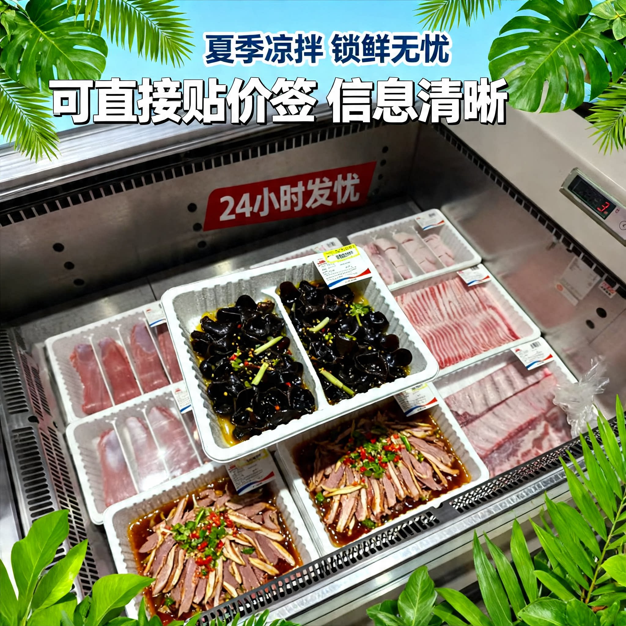 食品级一次性锁鲜盒加厚PP材质长方形餐盒生鲜气调封口机专用盒