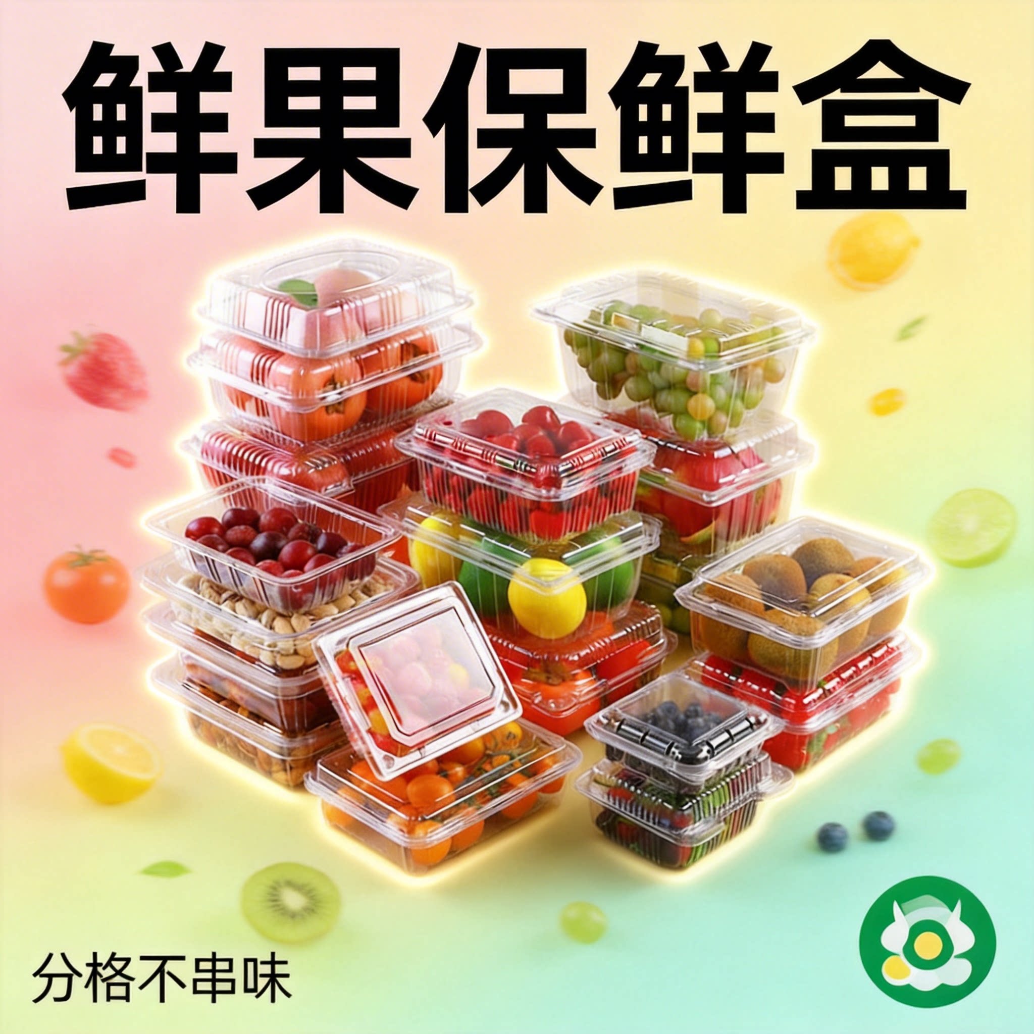 食品级一次性透明水果盒带盖加厚分格果切打包盒商超水果店整箱