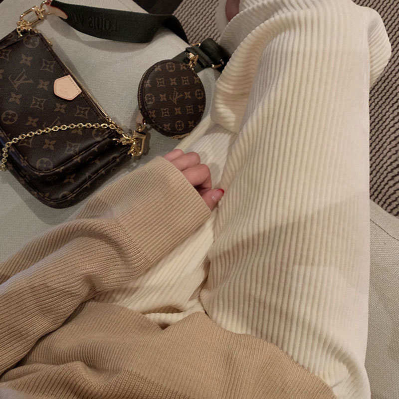 阔腿裤女秋冬宽松高腰垂感显瘦灯芯绒裤子2022新款直筒休闲裤秋季