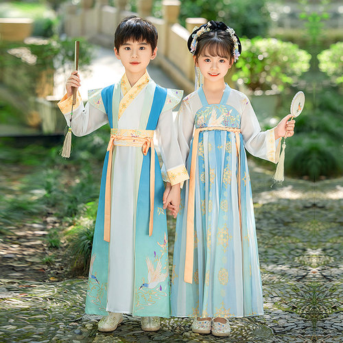 儿童汉服男童春秋2025新款中国风古装国学服唐装女童古风演出服女