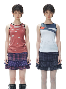 趣味印花无袖 百搭无袖 修身 新款 打底吊带 显瘦背心女夏季 CUT2024SS