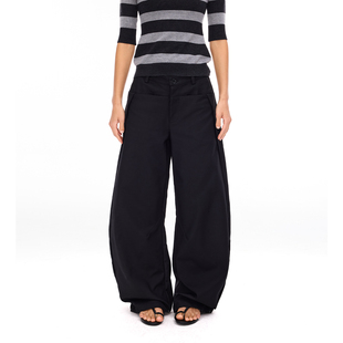 Costustoot 女 原创黑色弯刀廓形鱼鳃活页设计感阔腿休闲长裤