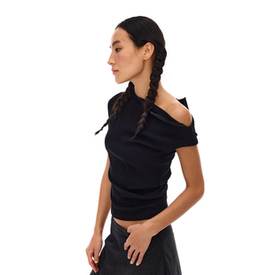 上衣肩部可打开短袖 弯刀不规则弧形缝线无袖 女 夏季 Costustoot