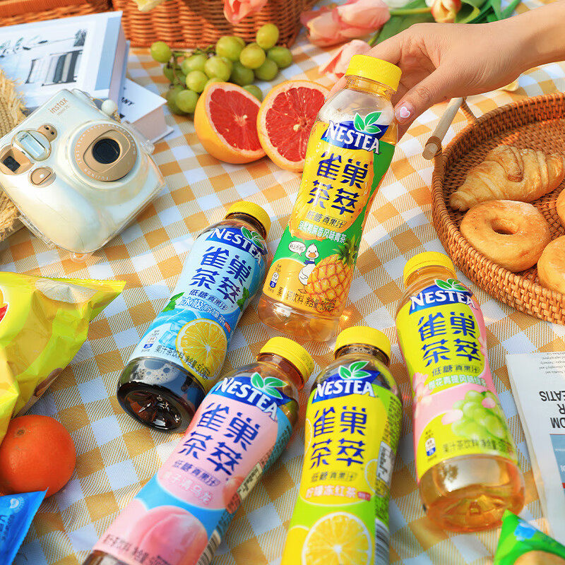 雀巢茶萃桃子清乌龙冰极柠檬茶青提绿茶500ml低糖5%果汁瓶装饮料
