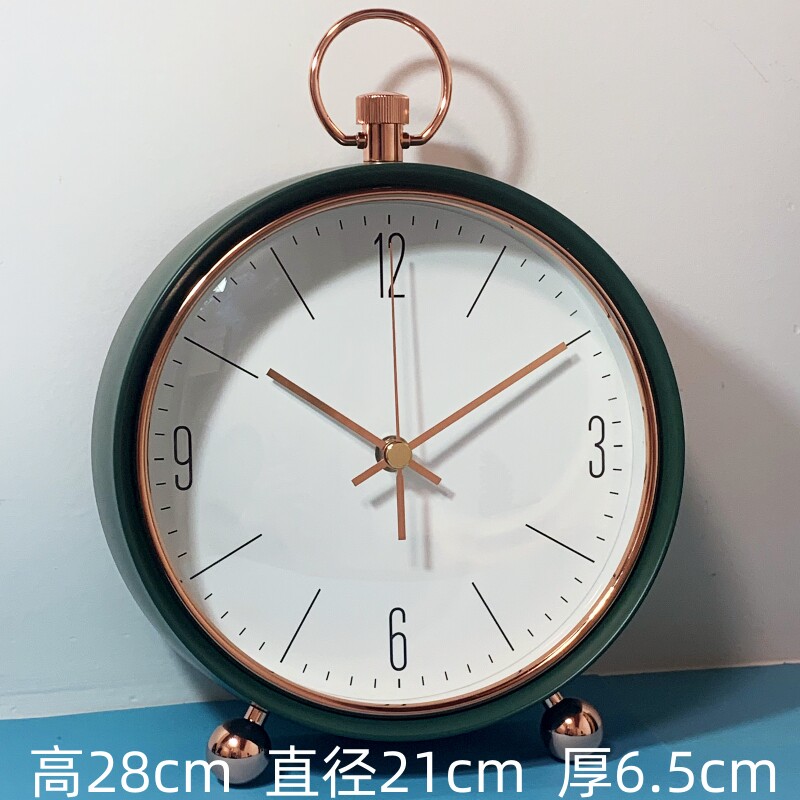 현대 유럽 금속 탁상시계 거실 매달려 진자 이중 목적 시계 가정 침묵 침실 시계 탁상 진자 시계