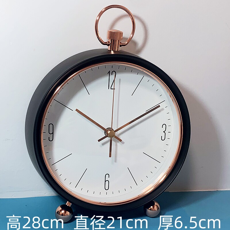 현대 유럽 금속 탁상시계 거실 매달려 진자 이중 목적 시계 가정 침묵 침실 시계 탁상 진자 시계
