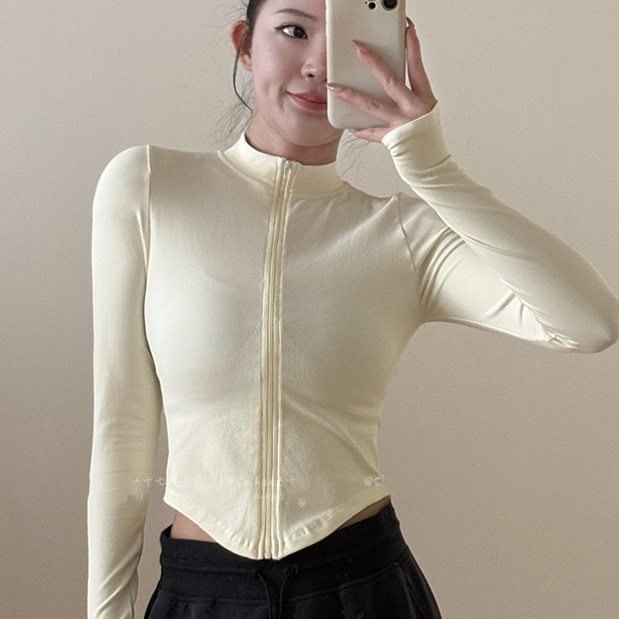 显瘦欧美瑜伽服外套祖国版DF**修身全拉链运动上衣户外跑步健身衣