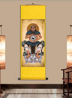 伏羲挂画卷轴字画丝绸壁画伏羲炎帝神农黄帝神像装饰画人物画像