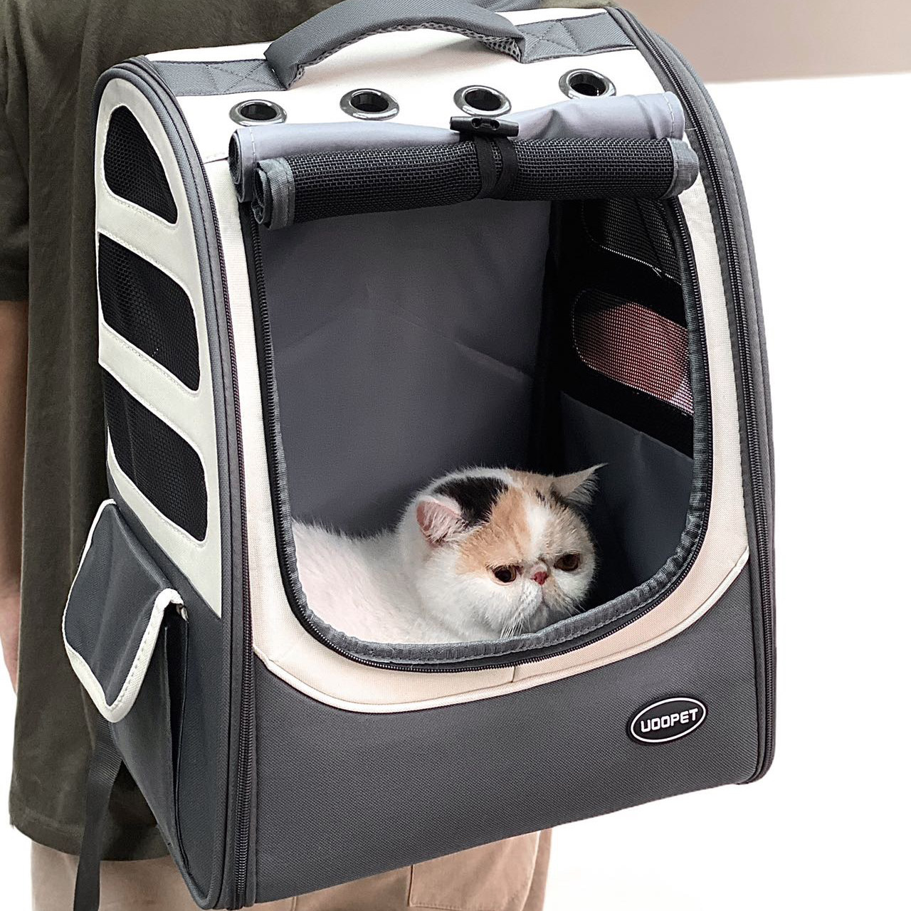 双肩猫背包外出便携透气宠物猫猫书包防应激帆布猫包收纳洗澡猫袋