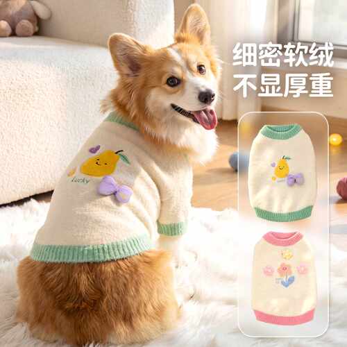 柯基衣服秋冬季卡通仿貂绒法斗中型犬保暖毛衣腊肠犬宠物狗狗衣服