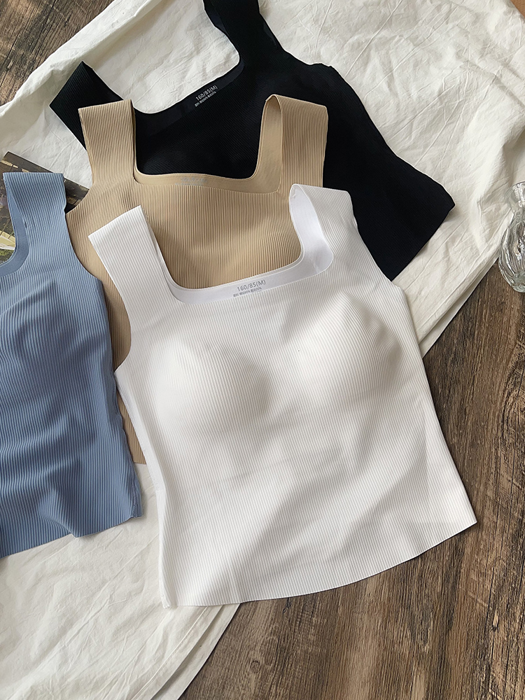 拾叶里夏季宽肩带背心女内搭打底可拆胸垫内衣免穿文胸可外穿背心 - 封面