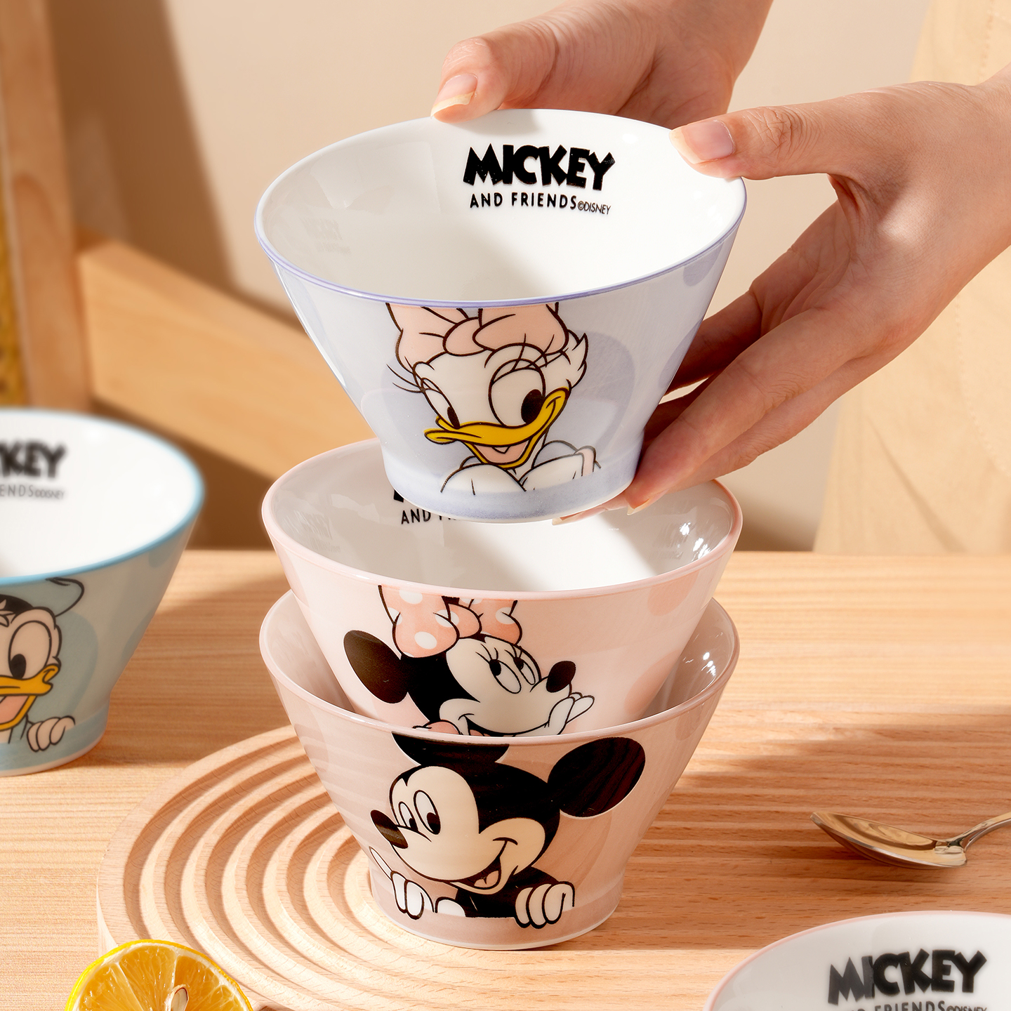 迪士尼米奇陶瓷斗笠米饭面条碗