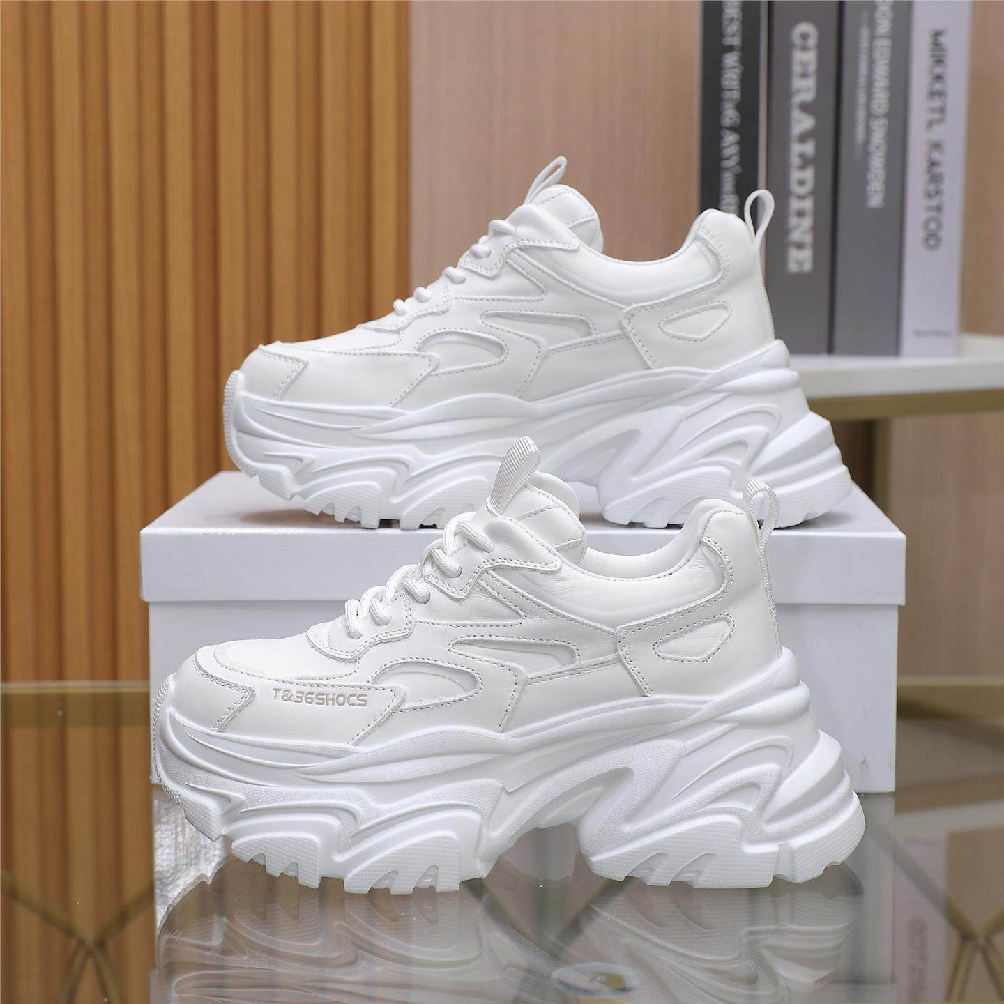 欧洲站2025四季款真皮女鞋爆款运动休闲鞋百搭厚底内增高老爹鞋女,女鞋,老爹鞋,淘宝优惠券,粉丝福利购,淘宝优惠卷