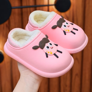 女童棉拖鞋冬季新款男宝宝居家室内外穿防滑软底保暖防水包跟棉鞋