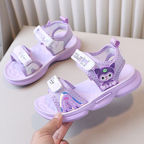 库洛米女童凉鞋新款公主风防滑实心软底小学生女宝宝网红沙滩鞋夏